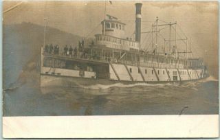 Portland,  Maine 1910s Steamship Real Photo Rppc Postcard Bailey Day Steamer