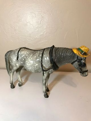 Vintage Bryer Horse Old Timer 205 Dappled Glossy - Gray.  Black Harness/yellow Hat