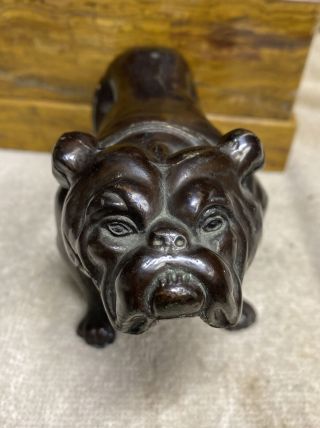 Western Metal Bulldog Bronze Patina Vintage 4” X 6” Bull Dog