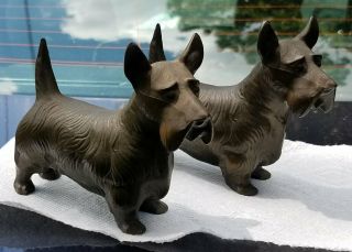Scottish Terrier Dogs Book Ends Gold Color Gilt Bronze? Alfred Cheney Johnston