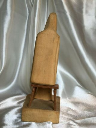 Wood Carving Monk Seated on Stool Reading Collectible Catholic 2