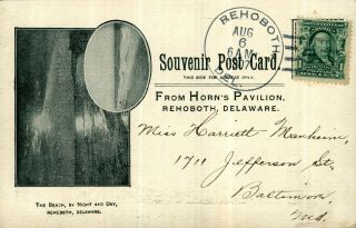 Rehoboth Beach DE Delaware FUN IN THE SURF Horns Pavilion Souvenir 1907 Postcard 2