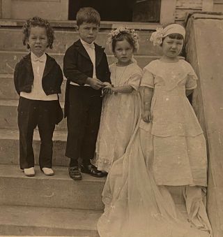 Real Photo Postcard Rppc Four Children Dressed As Tom Thumb’s Wedding Party