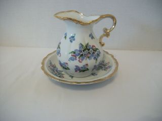 Vintage Royal Crown Hand - Painted Small Pitcher And Bowl 4108,  Japan