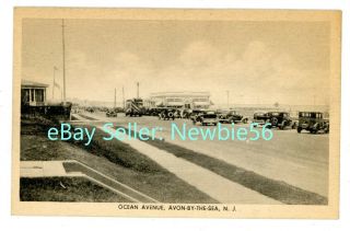Avon By The Sea Nj - Early Autos On Ocean Avenue - Postcard