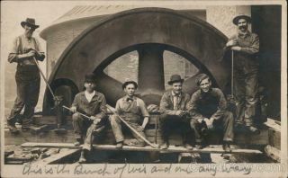 Men 1909 Rppc Warren,  Oh Workers & Giant Wheel Trumbull County Ohio Postcard