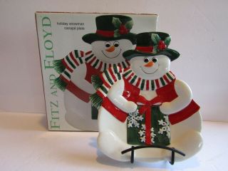 Fitz And Floyd Holidy Snowman Canape Plate 2063/280 Christmas Tray 2003