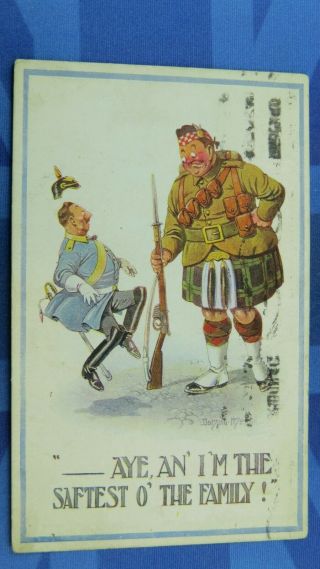 Ww1 Donald Mcgill Military Comic Postcard 1915 Anti Kaiser Seaforth Highlander