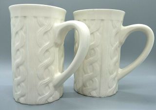 Bay Island Cable Knit Sweater Set Of Mugs Cup White Tall Coffee/tea Irish