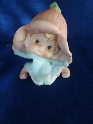 Homco Home Interior Pixie Elf Fairy Gnome Shelf Sitter Figurine 5615 Flower Hat