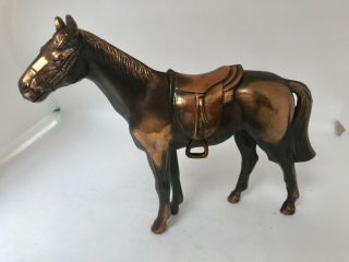 Vintage Cast Metal Copper Wash Horse English Saddle Lee Inc.  8 " Long