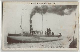 Wwi German U - Boat Submarine Deutschland In America Postcard K