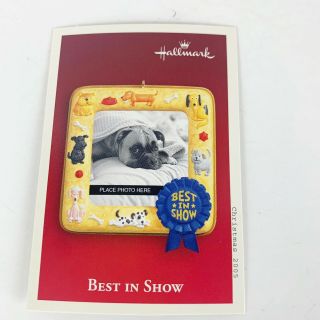 Hallmark Photo Holder Ornament Best In Show 2005 Dog Picture Frame Blue Ribbon