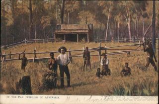 The Far Interior Of Australia - With Indigenous People Postcard Vintage Post Card