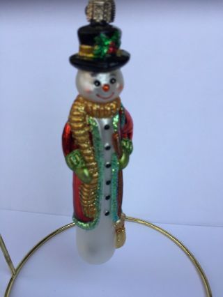 Old World Christmas Snowman With Broom Glass Ornament