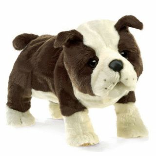 Folkmanis Hand Puppet Soft Plush Toy English Bulldog Stuffed Puppy Dog