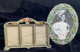 2 Vintage Photo Picture Frames Hand Decorated Belladonna Of Canada