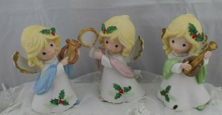 Set Of 3 Vintage Homco Christmas Figurines Angels With Musical Instruments