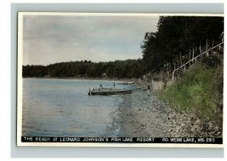 1950/60 Real Photo Postcard Beach At Leonard Johnson 
