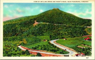Postcard View Of Skyline Drive & Marys Rock Near Panorama Va