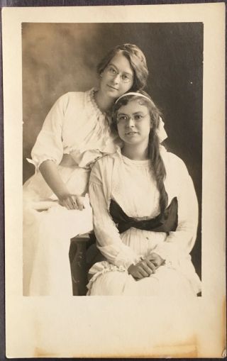 Studio Real Photo Postcard Rppc Two Affectionate Women Sitting On One Chair