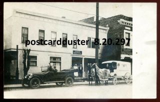 297 - Real Photo Postcard 1910s Dr.  Holms Hospital & Horse Pulled Ambulance