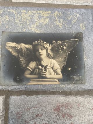 C 1910 Child Children Pretty Little Girl Grete Reinwald Cupid Roses Rppc