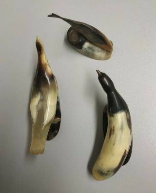 Vintage Handmade Bird Figurine From Natural Horn.  Fish Decor