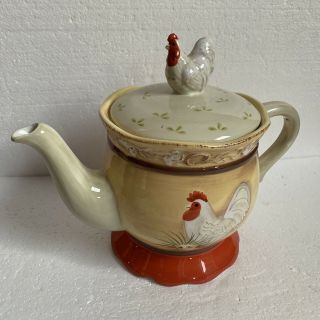 COTTAGE ROOSTER TEAPOT PITCHER KITCHEN COLLECTIBLE By JAY IMPORT ROOSTER LID 2