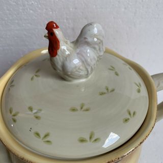 COTTAGE ROOSTER TEAPOT PITCHER KITCHEN COLLECTIBLE By JAY IMPORT ROOSTER LID 3