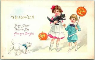 1910s Halloween Postcard " May Your Future Be Always Bright " Stecher 339e