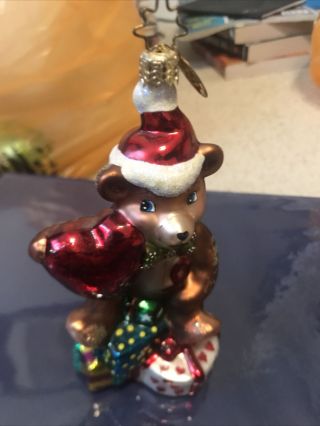 Christopher Radko Teddy Bear With Presents Ornament No Tags No Box