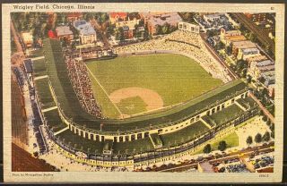 Chicago Il Wrigley Field Home Of Chicago Cubs Baseball Team Linen Postcard