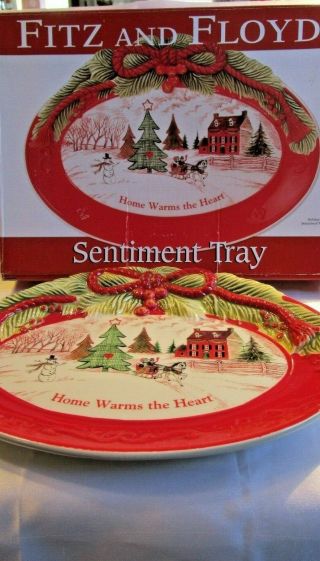 Fitz And Floyd " Home Warms The Heart " Sentiment Serving Tray 13.  5”