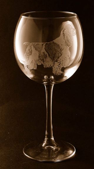Etched English Springer Spaniel On Elegant Wine Glasses - Set Of 2
