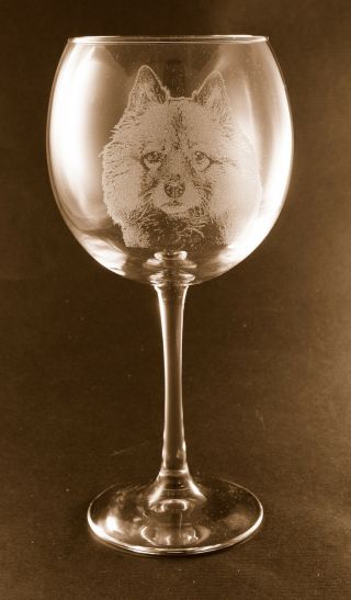 Etched Schipperke On Large Elegant Wine Glasses - Set Of 2