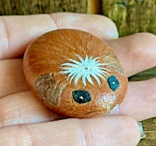 Crested Guinea Pig Hand - Painted River Stone By Artist Mary Nell Malone 005