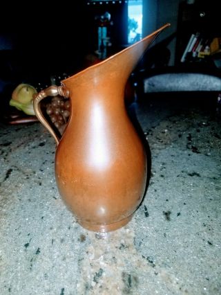 Vintage Water Pitcher Copper Vase Brass Handle Patina China