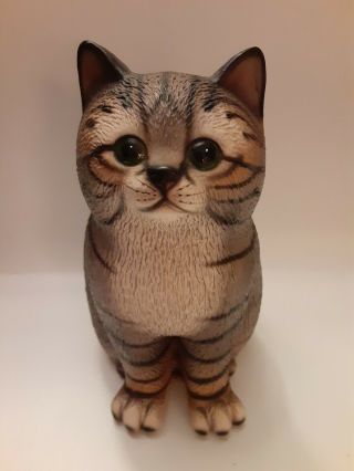 Harvey Knox Tabby Kitty Cat Figurine House Of Global Art Japan Hand Painted 5 "