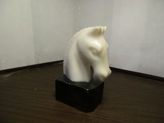 Vintage Carved Soapstone Paperweight Horse Head - Chess Knight - Single Bookend