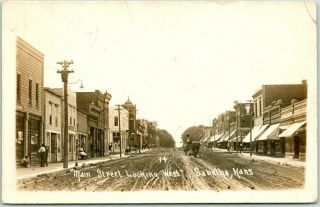 Sabetha,  Kansas Rppc Real Photo Postcard " Main Street Looking West " 1913 Cancel