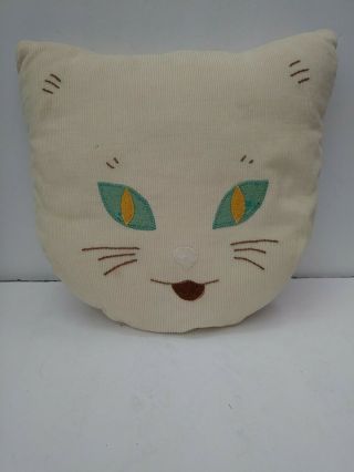 Adorable Vintage Hand Made Stuffed Kitty Cat Pillow Face 12x10
