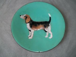 Vintage Retro Enameled Beagle Dog Collector Plate