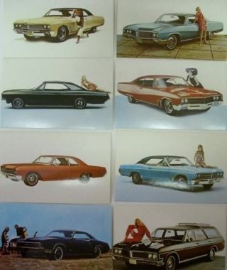 Nos 1967 Buick Post Cards Wildcat Lesabre Skylark Gs 400 Riviera Special Wagon