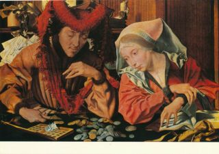 The Tax Collector And His Wife Art Postcard Vd2165 Paint By Roymerswaele 1980s