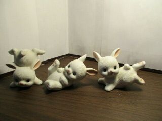 Set Of 3 1970 Homeco White Bunny Rabbit Figurines - 1454 - Easter