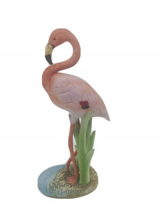 Rare 1985 Andrea By Sadek Porcelain/ceramic Flamingo Bird Figurine Japan,  Signed