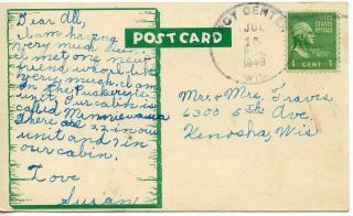 Girl Scout Camp Pottawatomie Hills Postcard : East Troy WI - 1948 2