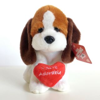 Plush Copper Hound Dog W Heart By Petting Zoo You 