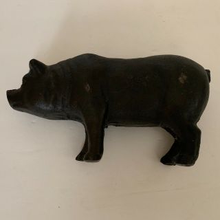 Vintage Small Black Cast Iron Pig Figurine